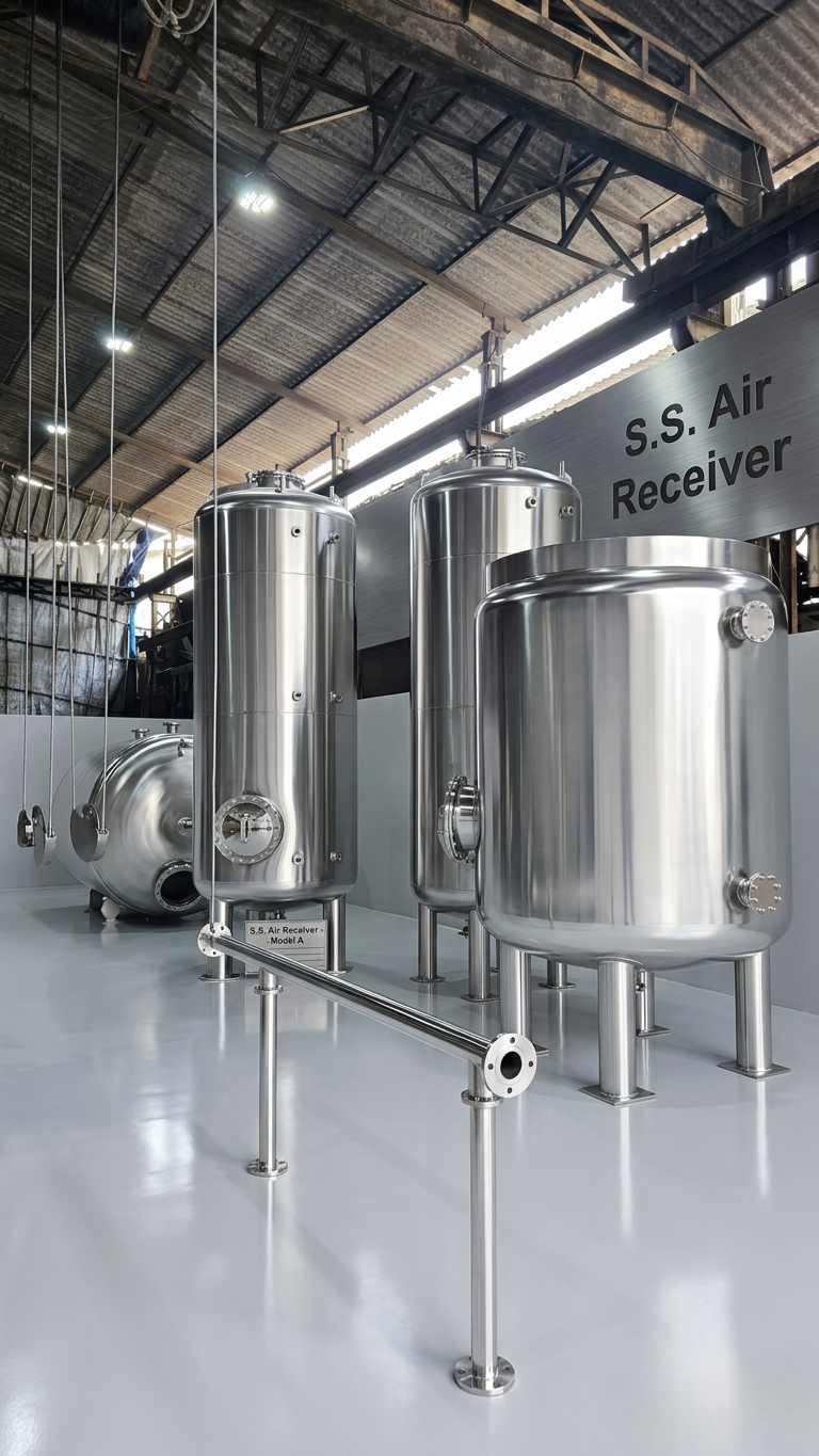 Stainless steel air receiver vessel